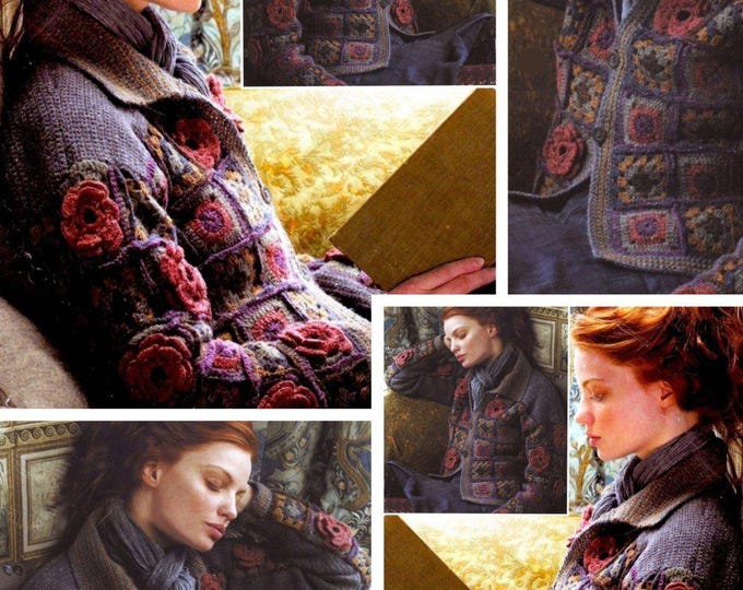 Vintage. Chic model, grandmother's square style cardigan, crochet for women. Pattern with tutorials in French. Pdf format.