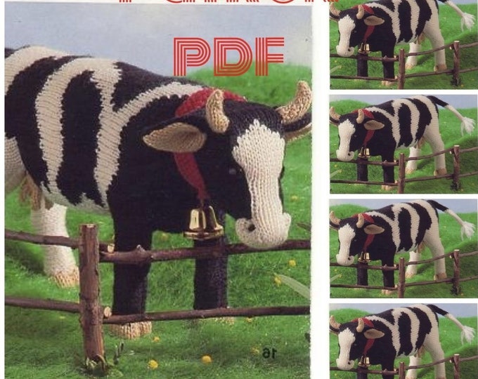 Modèle petite vachette en tricot format Pdf.Patron avec tutoriels français,anglais format Pdf