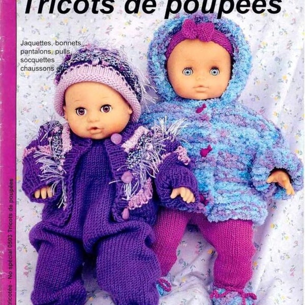 Vintage.Magazine pour tricot en  format PDF.Modèles vêtements en tricot pour poupée .Patrons avec tutoriels français format PDF