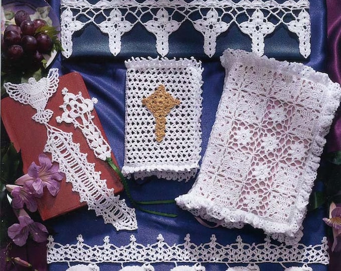 Vintage PDF. Crochet Blessings magazine PDF format. Miniature white cotton crochet patterns. Patterns with English tutorials PDF format