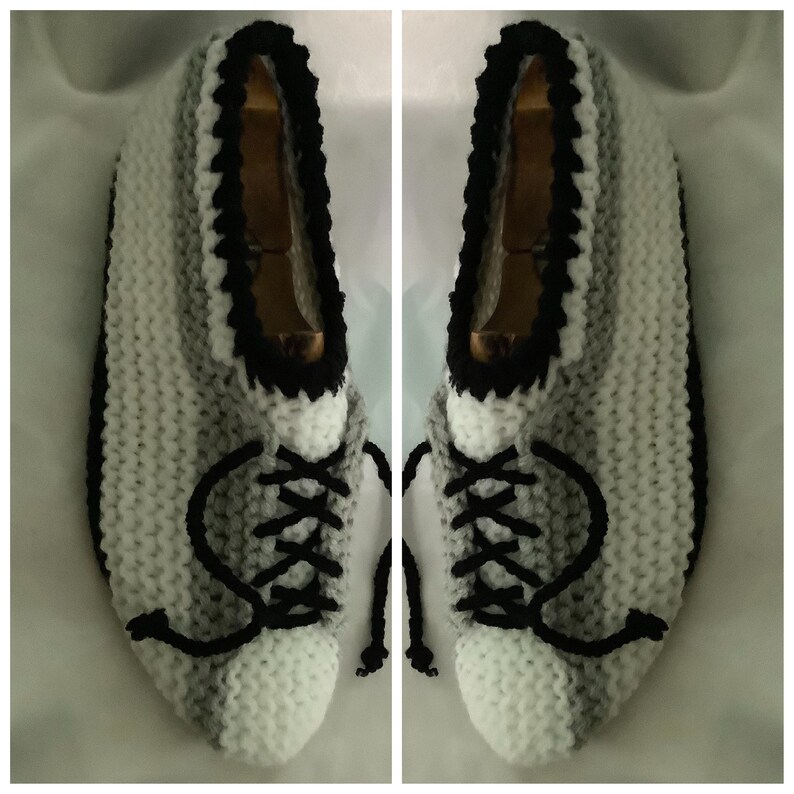 Chic chaussons baskets en tricot ,laine /acrylique. Modèle unique. Chaussons baskets dintérieur pour femme,homme.Grande taille 41-43 image 3