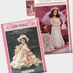 PDF Rivista vintage in formato PDF. Modelli di abiti da sposa per bambole da principessa, uncinetto, cartamodelli con tutorial in inglese