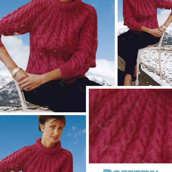Vintage.Modèle  chic pull en tricot pour femme.Patron avec tutoriel anglais format Pdf