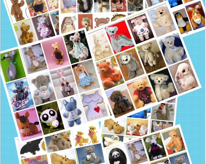 PDF Vintage.Petite livre format PDF,modèles petits animaux peluches (+50 modèles)  à couture.Patterns,patrons internationaux