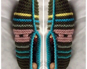Made to order. Unique model. Handmade knitted ballerina slippers, wool/acrylic yarn, ideal as a gift for women, girls