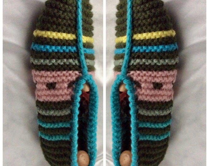 Made to order. Unique model. Handmade knitted ballerina slippers, wool/acrylic yarn, ideal as a gift for women, girls