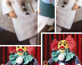 Special offer. Vintage, 2 models of knitted Clown dolls, patterns with French tutorials in PDF format