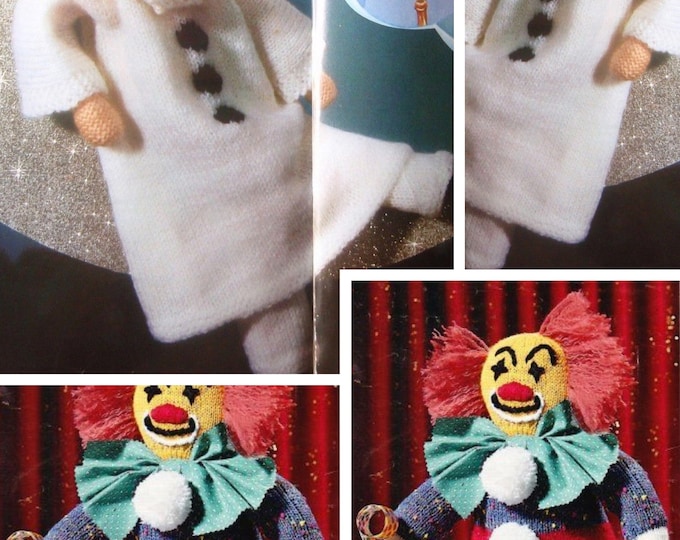 Special offer. Vintage, 2 models of knitted Clown dolls, patterns with French tutorials in PDF format