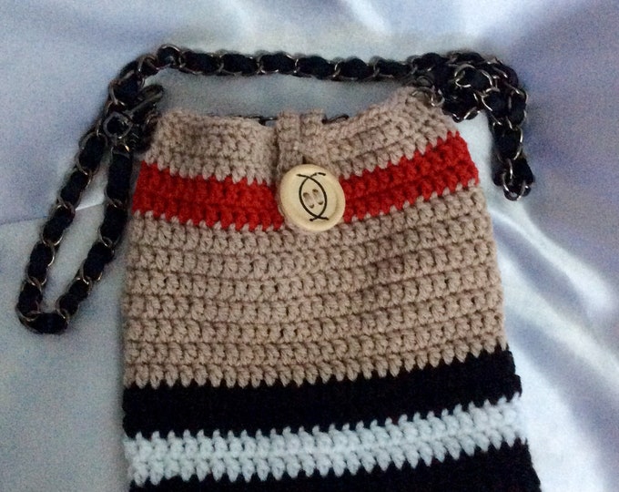 Chic bag - handmade crochet clutch, multi-colored acrylic, for women
