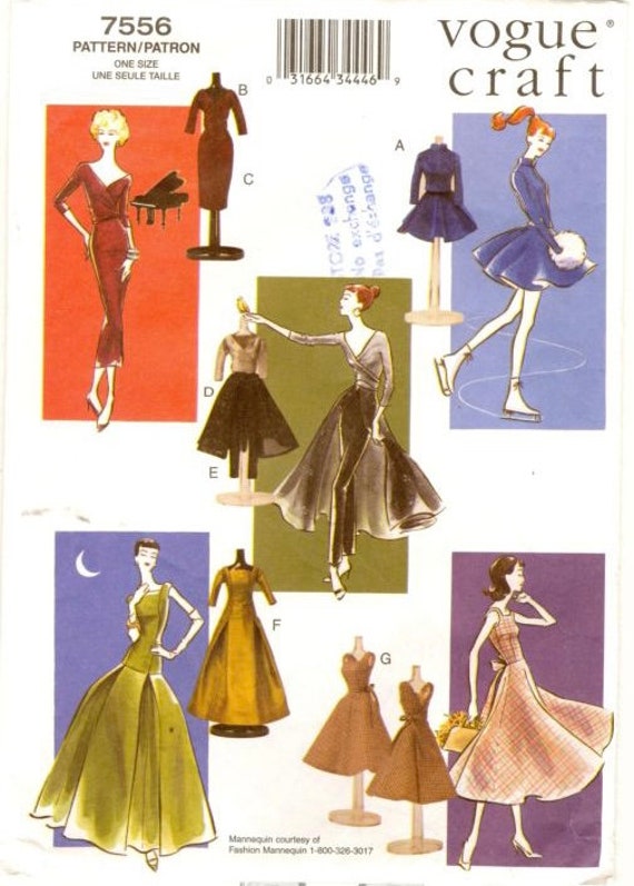 PDF Vintage magazine Vogue format PDF.Modèles robes couture pour poupée Barbie.Pattern avec tutoriels en anglais,français format PDF