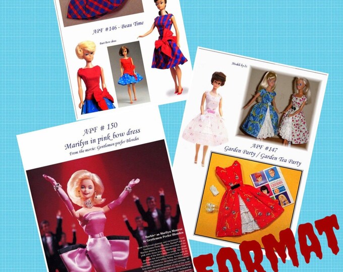 PDF Vintage.Parade de modèles en couture pour poupée Barbie,format PDF. Patterns avec tutoriels en anglais  format PDF