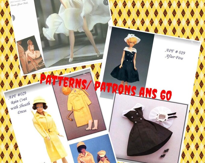 PDF Vintage.Parade de modèles en couture pour poupée Barbie,format PDF. Patterns avec tutoriels en anglais  format PDF