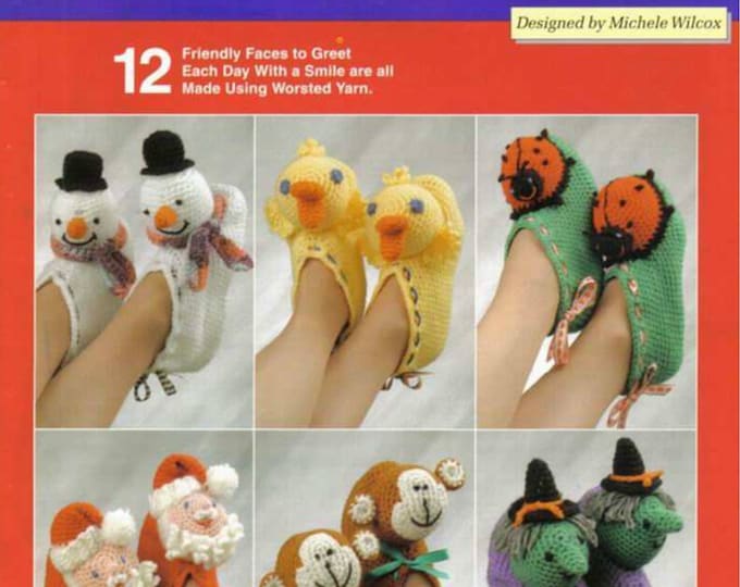 Vintage PDF. Magazine PDF format. Amigurumis slipper patterns, crochet characters Patterns with English tutorials PDF format