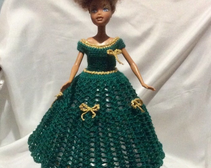 For Barbie Evening dress, chic crochet lace with carcass skirt, for Barbie doll. Unique model. T doll 27cm