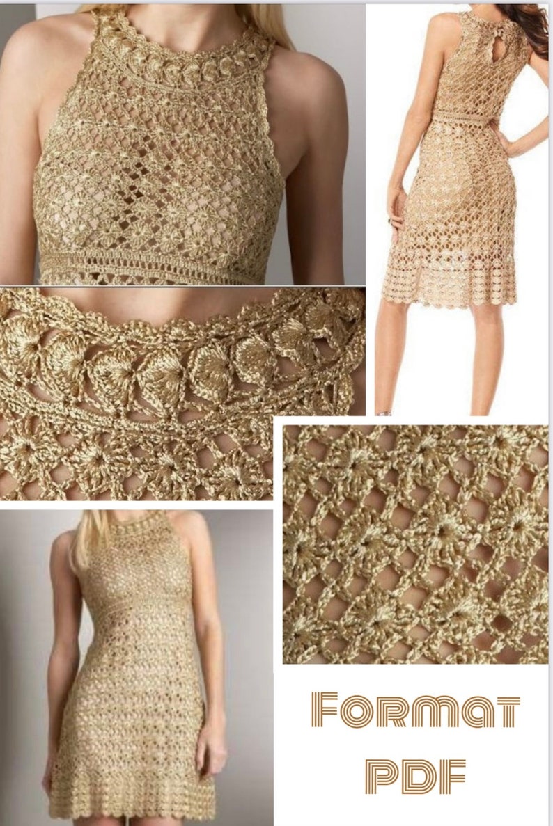 Crochet Lace Dress Model. Schemas, International Diagrams, (without ...