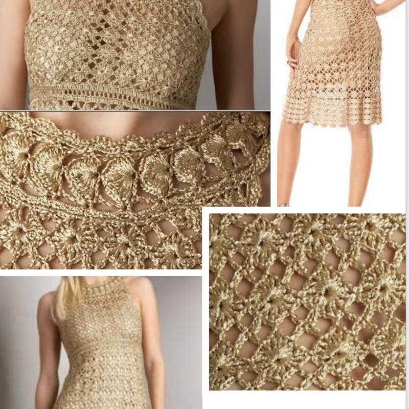 Crochet Lace Clip Dot Neck Dress