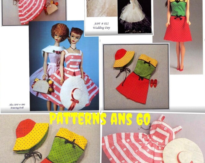 PDF Vintage.Parade de modèles en couture pour poupée Barbie,format PDF. Patterns avec tutoriels en anglais  format PDF