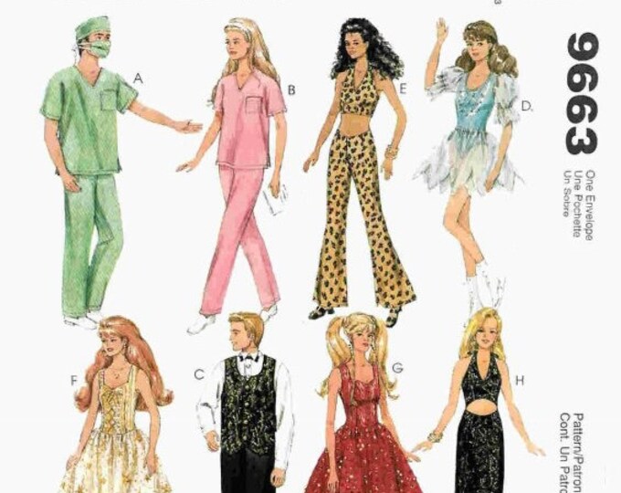 Vintage PDF.MCCalls Craft Magazine, PDF.Chic sewing clothing model for Barbie doll.Patterns, French, English tutorials PDF format