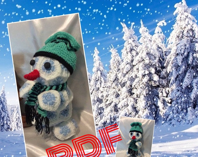 Modèle Bon homme de neige crochet en motifs .Patron master classe en photos étape par étape.Tutoriels motifs en français,anglais format Pdf