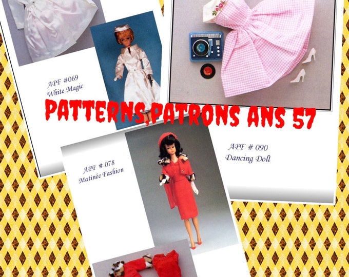 PDF Vintage.Parade de modèles en couture pour poupée Barbie,format PDF. Patterns avec tutoriels en anglais  format PDF