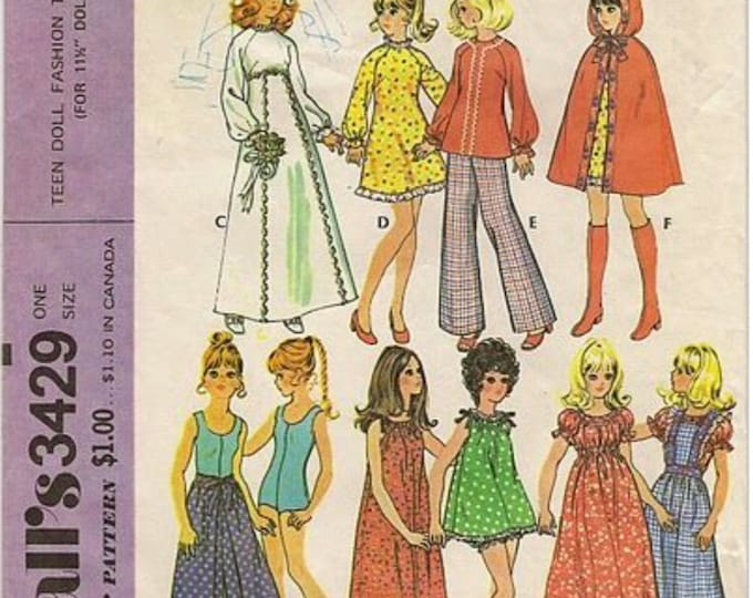 PDF Vintage.Magazine MCCalls Craft PDF.Chic sewing clothing model for Barbie doll.Patterns, French, English tutorials PDF format
