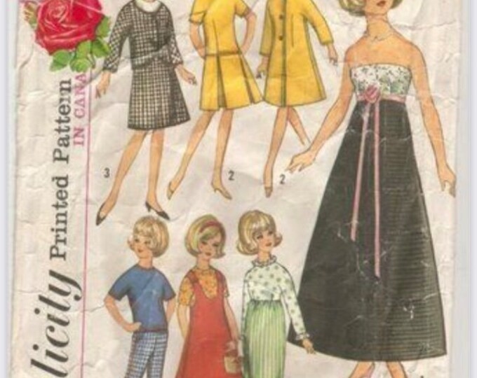 PDF Vintage magazine Simplicity PDF format.Sewing clothing patterns for Barbie doll.Pattern with tutorials in English PDF format