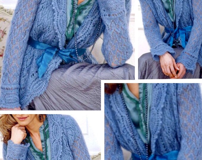 Vintage. Vest model - Shetland (Orenburg) style knitted jacket for women. Pattern with English tutorial PDF format
