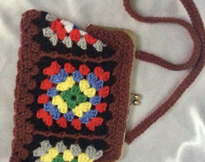 Chic little handmade crochet clutch bag, acrylic, for women, men, Boho style model, new, ideal for gift