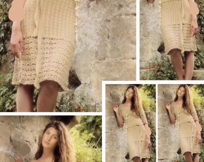 Vintage.Modèle chic robe dentelles au crochet,pour femme.Patron avec tutoriel français format Pdf