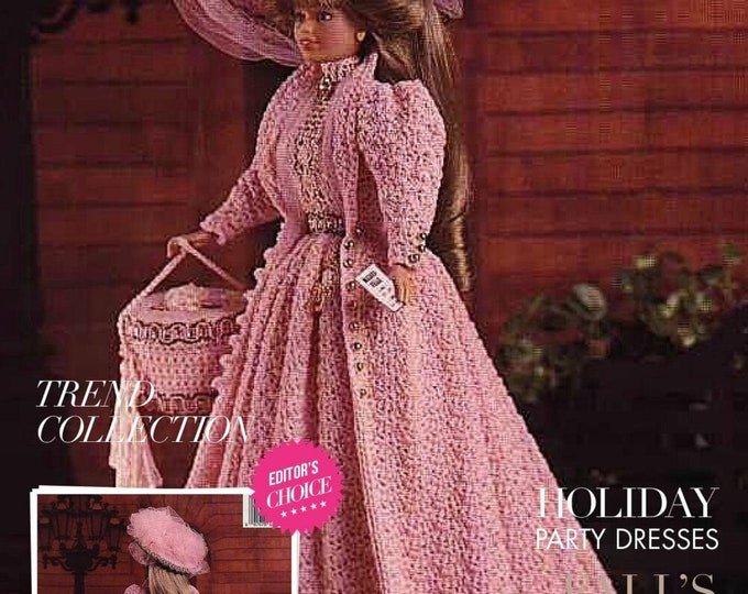 Vintage magazine format PDF.Modèles robe et accessoire pour Barbie au crochet ,patterns avec  tutoriels anglais