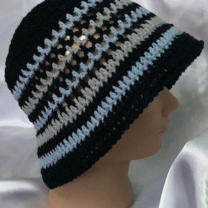 Chic BOB feito à mão em algodão orgânico de crochê, preto e multicolorido, para mulheres, homens T57-60