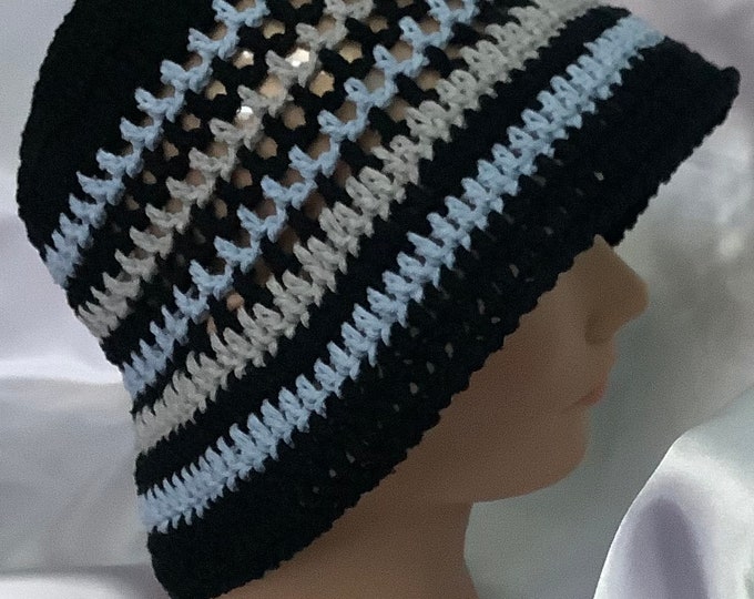Chic BOB handmade crocheted organic cotton, black and multi-colored, for, women, men T57-60
