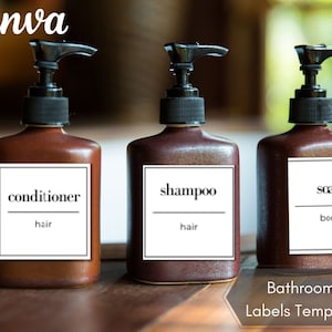 Bathroom labels / Bathroom label/ Labels / Canva labels Template / Printable labels /Custom labels /  Home organization / Digital Labels