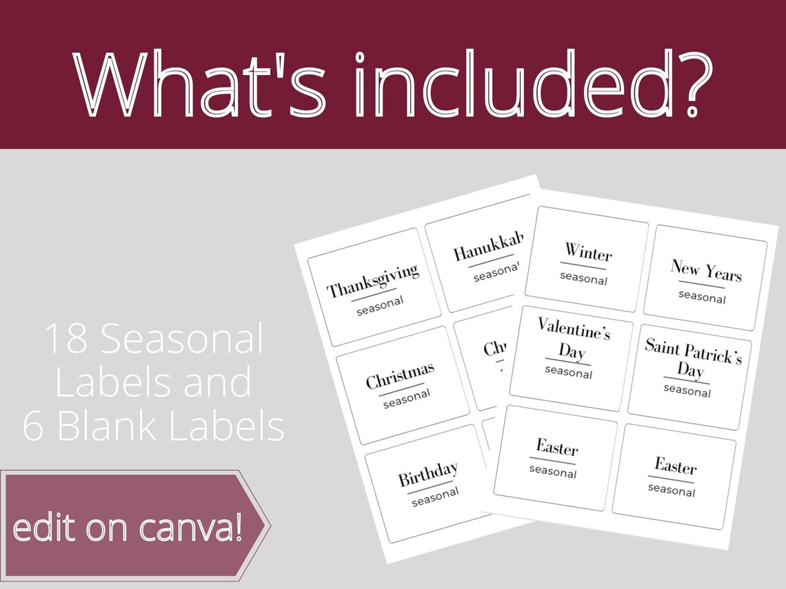 Editable Storage Labels Holiday Storage Labels, Editable Holiday Labels, Holiday Organization ...