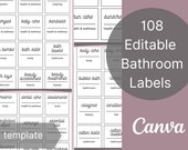 Bathroom labels / Bathroom label/ Labels / Canva labels Template / Printable labels /Custom labels /  Home organization / Labels Template