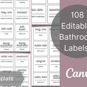 Bathroom labels / Bathroom label/ Labels / Canva labels Template / Printable labels /Custom labels /  Home organization / Labels Template