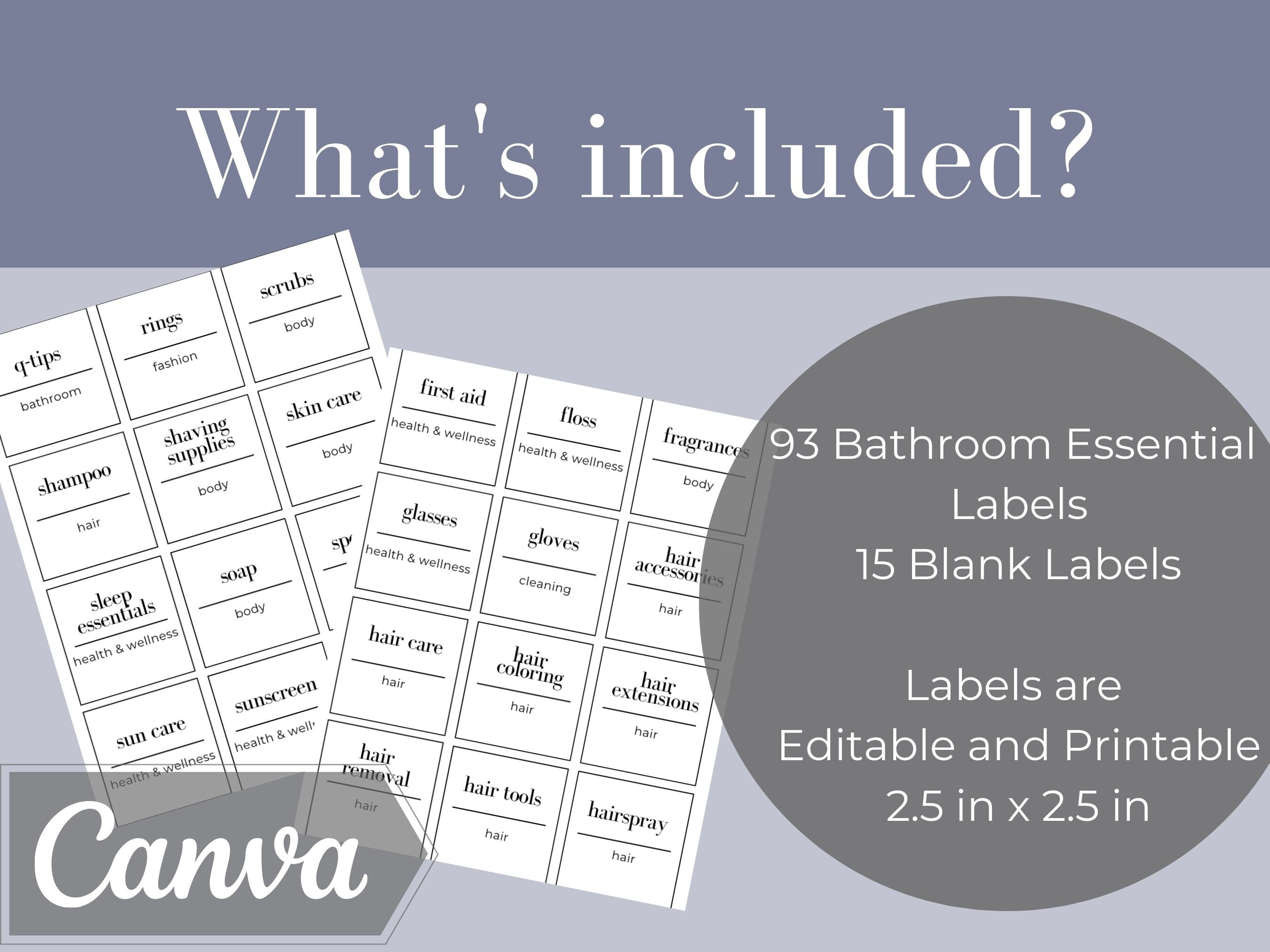 Bathroom Labels / Bathroom Label/ Labels / Canva Labels Etsy