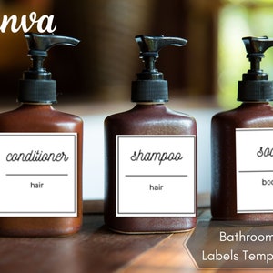 Bathroom labels / Bathroom label/ Labels / Canva labels Template / Printable labels /Custom labels /  Home organization / Digital Labels