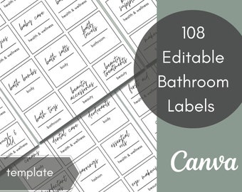 Bathroom labels / Bathroom label/ Labels / Canva labels Template / Printable labels /Custom labels /  Home organization / Labels Template