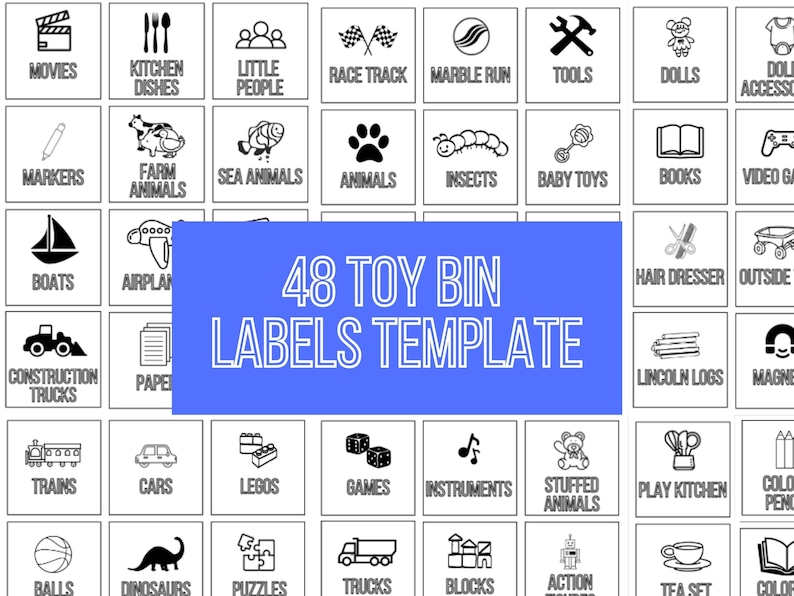 Toy Bin Storage Labels Editable Toy Bin Storage Labels Etsy