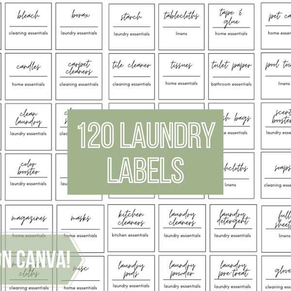 Laundry Room Labels/ Editable Laundry Container Labels/ Laundry Room Organization/ Home Organization/ Laundry Stickers / Laundry Labels