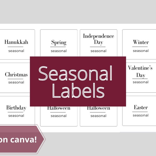 Holiday Storage Labels, Editable Holiday Labels, Holiday Organization, Editable Seasonal Storage Labels, Seasonal Storage Label, Labels