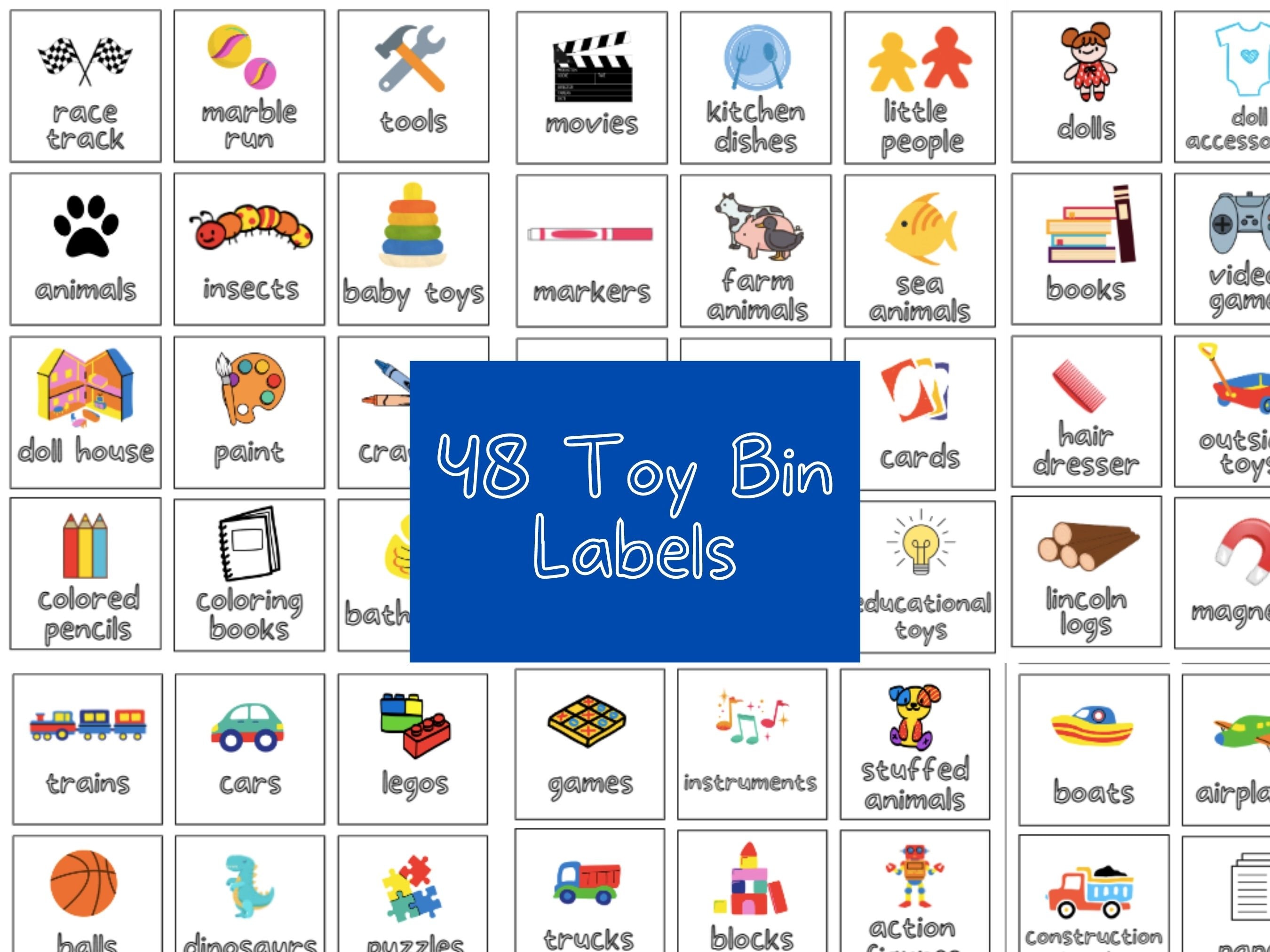 Toy Bin Storage Labels, Editable Toy Bin Storage Labels, Minimalist