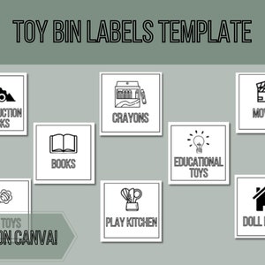 Toy Bin Storage Labels, Editable Toy Bin Storage Labels, Minimalist Playroom Organization, Editable Toy Storage Labels, Playroom, Toy Label