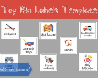 Toy Bin Storage Labels, Editable Toy Bin Storage Labels, Minimalist Playroom Organization, Editable Toy Storage Labels, Playroom, Toy Label