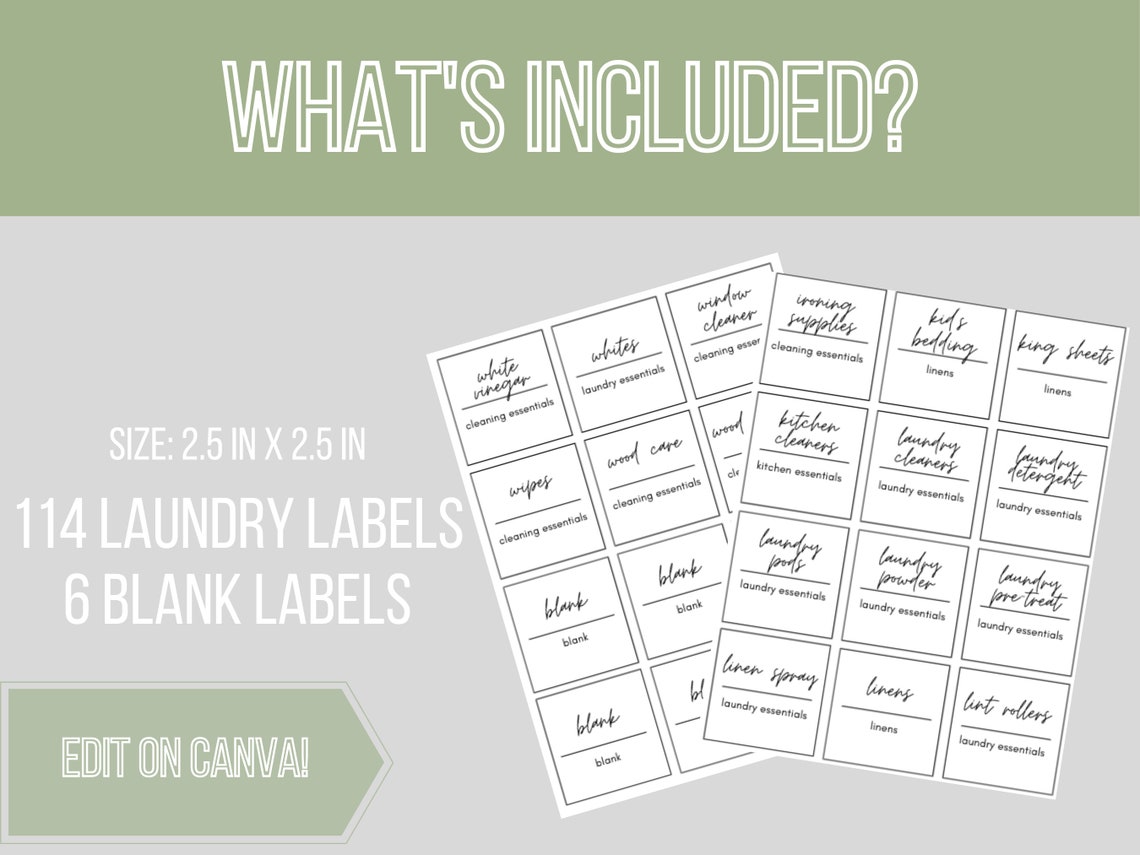 Laundry Room Labels/ Editable Laundry Container Labels/ Laundry Room