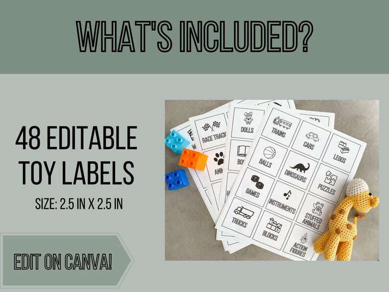 Toy Bin Storage Labels, Editable Toy Bin Storage Labels, Minimalist
