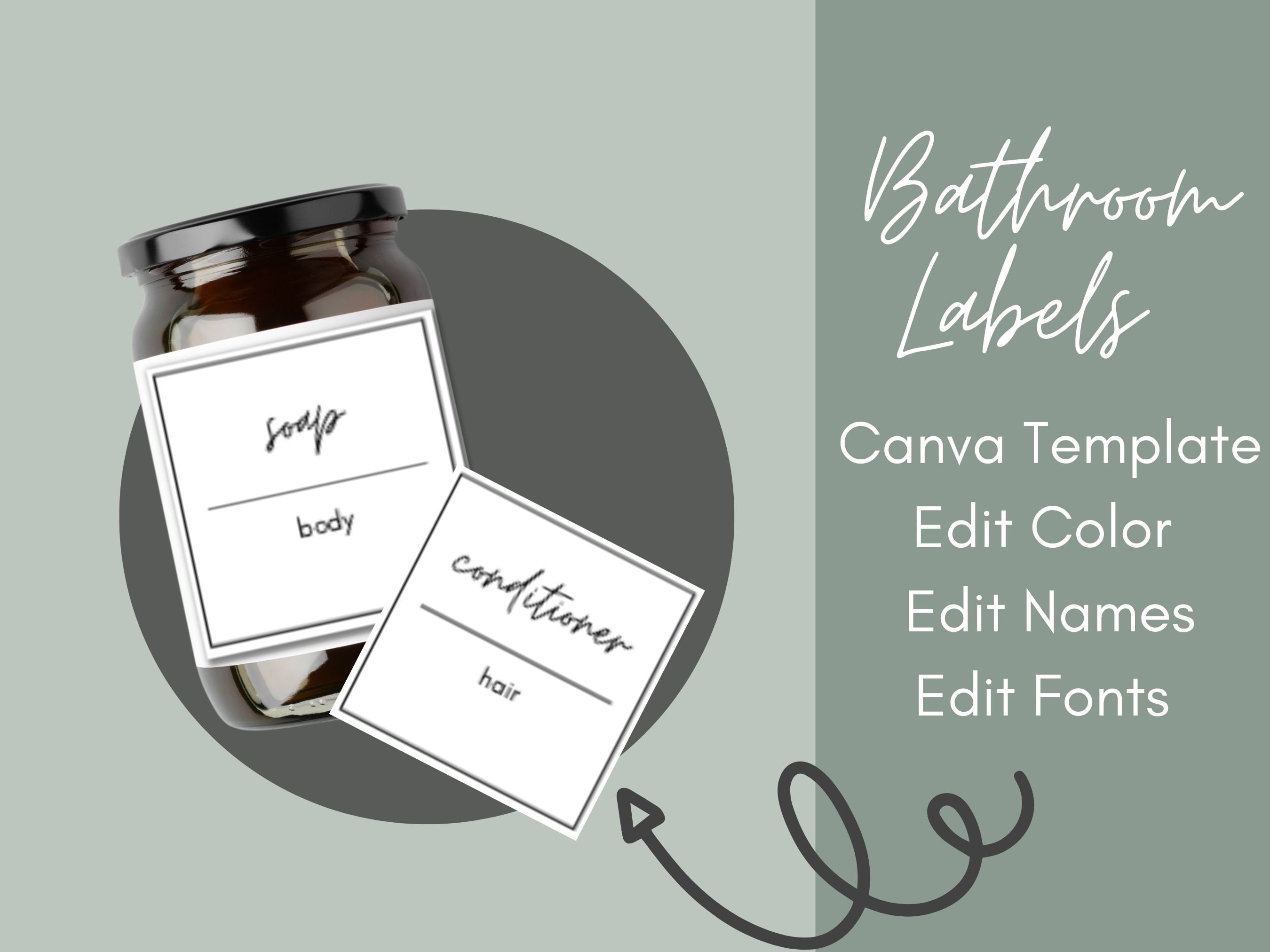 Bathroom Labels / Bathroom Label/ Labels / Canva Labels Template /  Printable Labels /custom Labels / Home Organization / Labels Template 