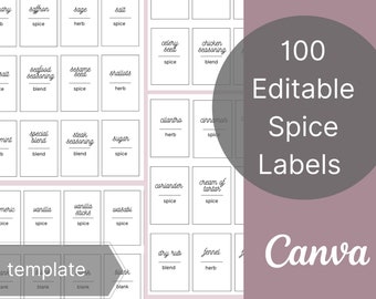 Etiquetas de tarros de especias / Estante de especias / Tarros de especias / Etiquetas de despensa / Etiquetas de especias / Etiquetas de especias imprimibles / Etiquetas de especias digitales / Plantillas de especias