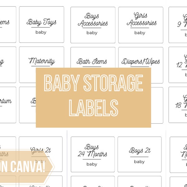 Baby Storage Labels, Editable Baby Storage Labels, Minimalist Baby Organization, Editable Baby Storage Labels, Nursery Storage Label, Baby